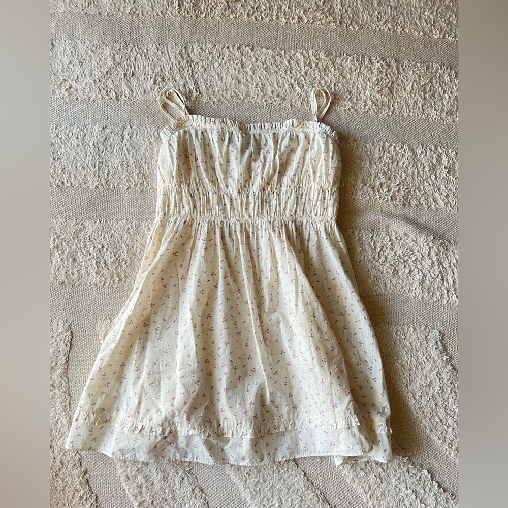 Free people dress size medium white cherry print 🍒
